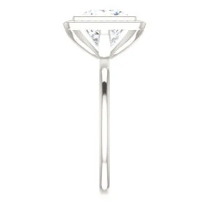 Cubic Zirconia Engagement Ring- The Maura (Customizable Bezel-set Princess Cut Halo Design with Thin Band) - Image 5