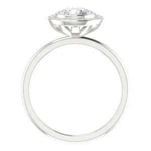 Cubic Zirconia Engagement Ring- The Maura (Customizable Bezel-set Round Cut Halo Design with Thin Band) - Image 3