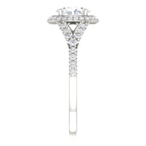 Cubic Zirconia Engagement Ring- The Mayte (Customizable Halo-Style Oval Cut Design with Split-Pavé Band) - Image 5