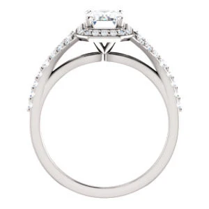 Cubic Zirconia Engagement Ring- The Mayte (Customizable Halo-Style Radiant Cut Design with Split-Pavé Band) - Image 3
