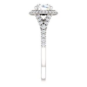 Cubic Zirconia Engagement Ring- The Mayte (Customizable Halo-Style Round Cut Design with Split-Pavé Band) - Image 10