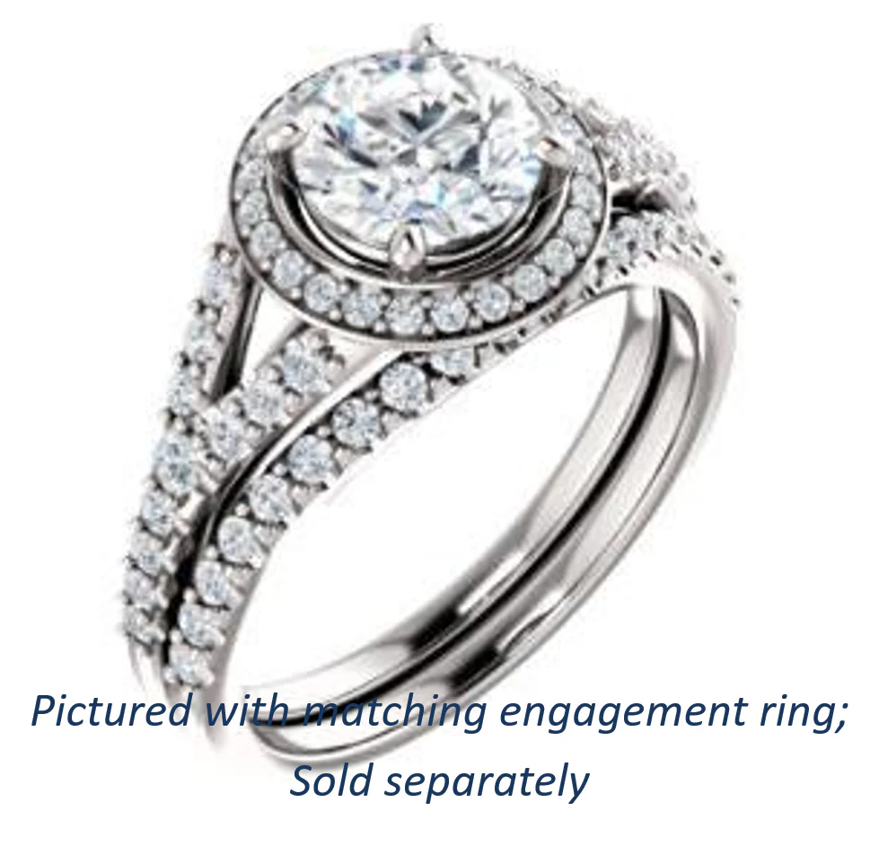 Cubic Zirconia Engagement Ring- The Mayte (Customizable Halo-Style Round Cut Design with Split-Pavé Band) - Image 12