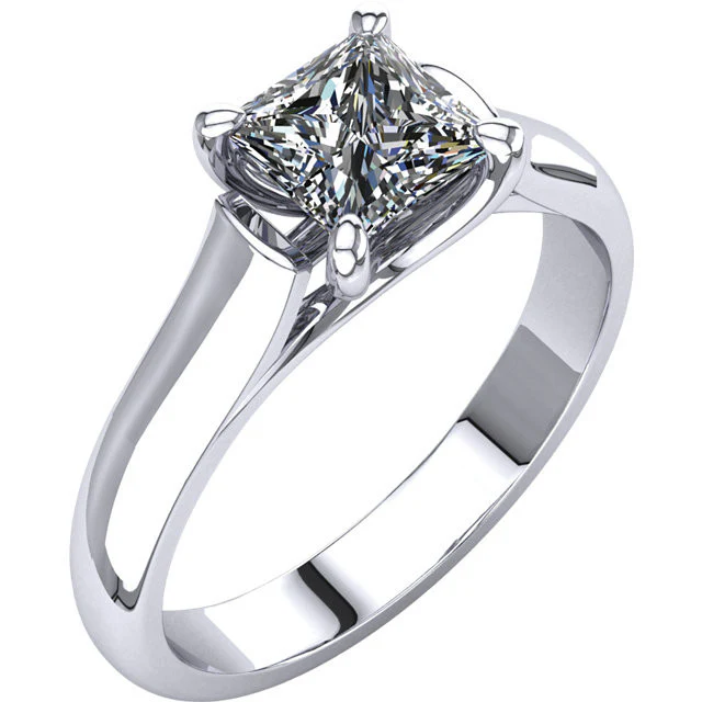 Cubic Zirconia Engagement Ring- The Natasha (0.25-2.0 CT Cathedral-inspired Princess-Cut Design) - Image 3