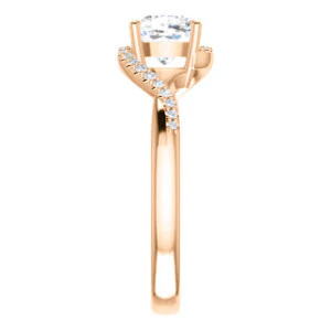 Cubic Zirconia Engagement Ring- The Nikita (Customizable Cushion Cut Bypass Split-Band Style with Micropavé Band Accents) - Image 10