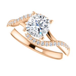 Cubic Zirconia Engagement Ring- The Nikita (Customizable Cushion Cut Bypass Split-Band Style with Micropavé Band Accents) - Image 11