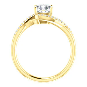 Cubic Zirconia Engagement Ring- The Nikita (Customizable Cushion Cut Bypass Split-Band Style with Micropavé Band Accents) - Image 3