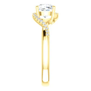Cubic Zirconia Engagement Ring- The Nikita (Customizable Cushion Cut Bypass Split-Band Style with Micropavé Band Accents) - Image 5
