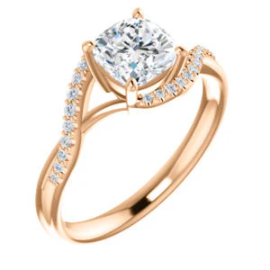 Cubic Zirconia Engagement Ring- The Nikita (Customizable Cushion Cut Bypass Split-Band Style with Micropavé Band Accents) - Image 7