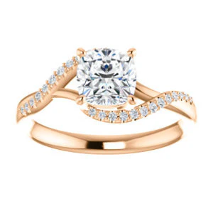 Cubic Zirconia Engagement Ring- The Nikita (Customizable Cushion Cut Bypass Split-Band Style with Micropavé Band Accents) - Image 9