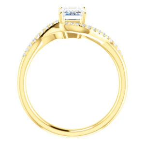 Cubic Zirconia Engagement Ring- The Nikita (Customizable Emerald Cut Bypass Split-Band Style with Micropavé Band Accents) - Image 3