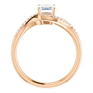 Cubic Zirconia Engagement Ring- The Nikita (Customizable Emerald Cut Bypass Split-Band Style with Micropavé Band Accents) - Image 8