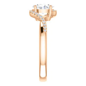 Cubic Zirconia Engagement Ring- The Nikita (Customizable Oval Cut Bypass Split-Band Style with Micropavé Band Accents) - Image 10