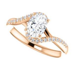 Cubic Zirconia Engagement Ring- The Nikita (Customizable Oval Cut Bypass Split-Band Style with Micropavé Band Accents) - Image 11