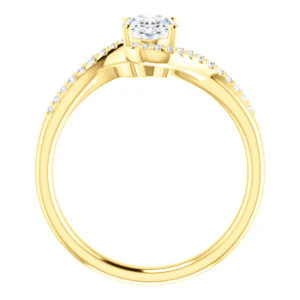 Cubic Zirconia Engagement Ring- The Nikita (Customizable Oval Cut Bypass Split-Band Style with Micropavé Band Accents) - Image 3