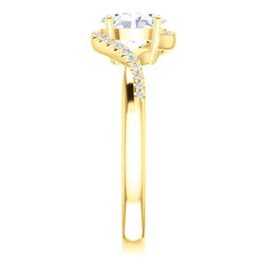 Cubic Zirconia Engagement Ring- The Nikita (Customizable Oval Cut Bypass Split-Band Style with Micropavé Band Accents) - Image 5