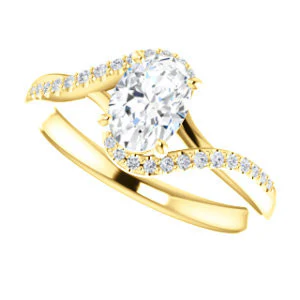 Cubic Zirconia Engagement Ring- The Nikita (Customizable Oval Cut Bypass Split-Band Style with Micropavé Band Accents) - Image 6