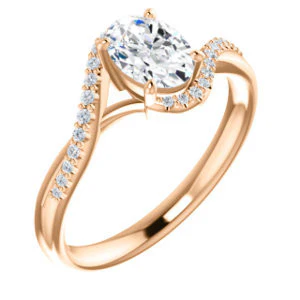 Cubic Zirconia Engagement Ring- The Nikita (Customizable Oval Cut Bypass Split-Band Style with Micropavé Band Accents) - Image 7