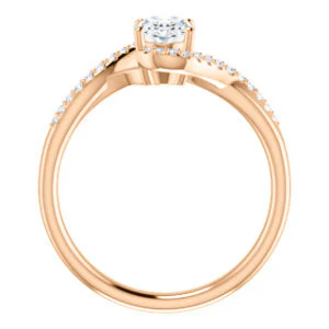 Cubic Zirconia Engagement Ring- The Nikita (Customizable Oval Cut Bypass Split-Band Style with Micropavé Band Accents) - Image 8