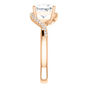 Cubic Zirconia Engagement Ring- The Nikita (Customizable Princess Cut Bypass Split-Band Style with Micropavé Band Accents) - Image 10