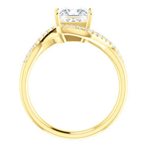 Cubic Zirconia Engagement Ring- The Nikita (Customizable Princess Cut Bypass Split-Band Style with Micropavé Band Accents) - Image 3