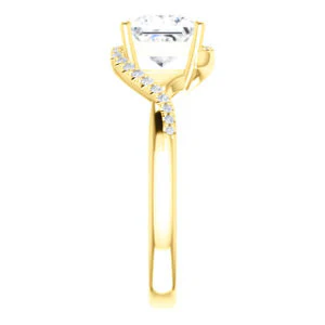 Cubic Zirconia Engagement Ring- The Nikita (Customizable Princess Cut Bypass Split-Band Style with Micropavé Band Accents) - Image 5
