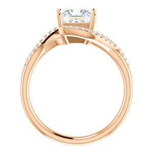 Cubic Zirconia Engagement Ring- The Nikita (Customizable Princess Cut Bypass Split-Band Style with Micropavé Band Accents) - Image 8