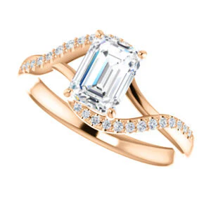 Cubic Zirconia Engagement Ring- The Nikita (Customizable Radiant Cut Bypass Split-Band Style with Micropavé Band Accents) - Image 11