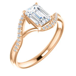 Cubic Zirconia Engagement Ring- The Nikita (Customizable Radiant Cut Bypass Split-Band Style with Micropavé Band Accents) - Image 7