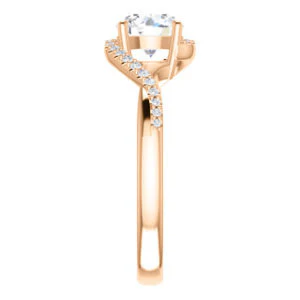 Cubic Zirconia Engagement Ring- The Nikita (Customizable Round Cut Bypass Split-Band Style with Micropavé Band Accents) - Image 10