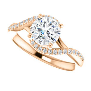 Cubic Zirconia Engagement Ring- The Nikita (Customizable Round Cut Bypass Split-Band Style with Micropavé Band Accents) - Image 11