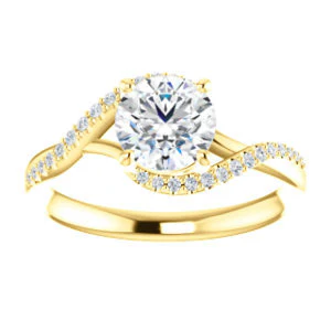 Cubic Zirconia Engagement Ring- The Nikita (Customizable Round Cut Bypass Split-Band Style with Micropavé Band Accents) - Image 4