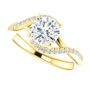 Cubic Zirconia Engagement Ring- The Nikita (Customizable Round Cut Bypass Split-Band Style with Micropavé Band Accents) - Image 6