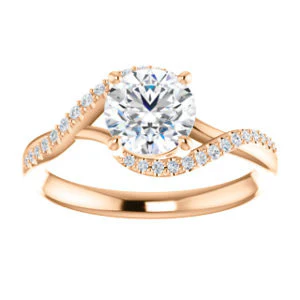 Cubic Zirconia Engagement Ring- The Nikita (Customizable Round Cut Bypass Split-Band Style with Micropavé Band Accents) - Image 9