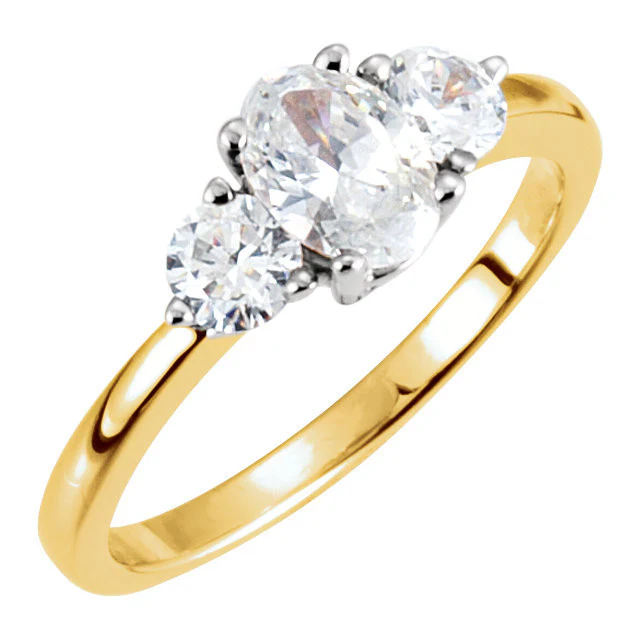 Cubic Zirconia Engagement Ring- The Nikki (Oval Cut Three Stone) - Image 3