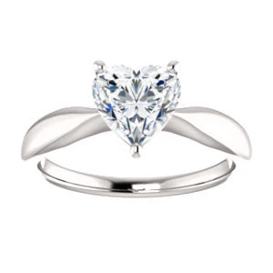 Cubic Zirconia Engagement Ring- The Nyah (Customizable Heart Cut Solitaire with Tapered Bevel Band) - Image 10