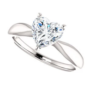 Cubic Zirconia Engagement Ring- The Nyah (Customizable Heart Cut Solitaire with Tapered Bevel Band) - Image 6