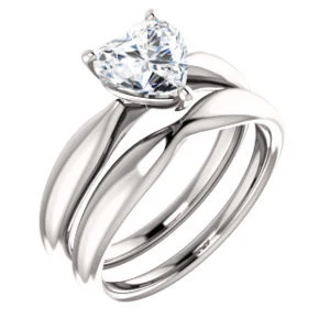 Cubic Zirconia Engagement Ring- The Nyah (Customizable Heart Cut Solitaire with Tapered Bevel Band) - Image 7