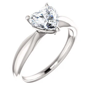 Cubic Zirconia Engagement Ring- The Nyah (Customizable Heart Cut Solitaire with Tapered Bevel Band) - Image 8