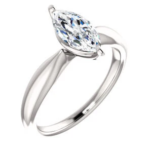 Cubic Zirconia Engagement Ring- The Nyah (Customizable Marquise Cut Solitaire with Tapered Bevel Band) - Image 2