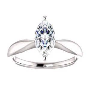 Cubic Zirconia Engagement Ring- The Nyah (Customizable Marquise Cut Solitaire with Tapered Bevel Band) - Image 4