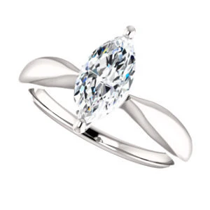 Cubic Zirconia Engagement Ring- The Nyah (Customizable Marquise Cut Solitaire with Tapered Bevel Band) - Image 6