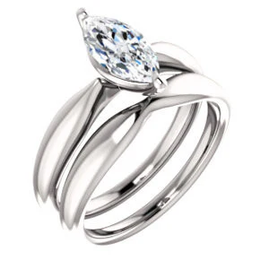 Cubic Zirconia Engagement Ring- The Nyah (Customizable Marquise Cut Solitaire with Tapered Bevel Band) - Image 7