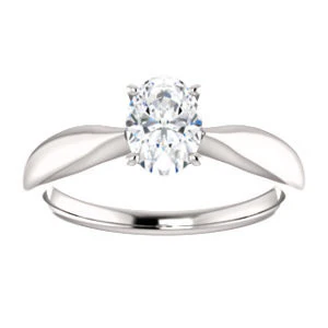 Cubic Zirconia Engagement Ring- The Nyah (Customizable Oval Cut Solitaire with Tapered Bevel Band) - Image 10