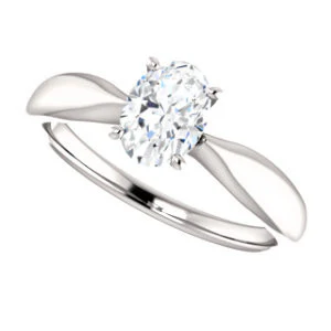 Cubic Zirconia Engagement Ring- The Nyah (Customizable Oval Cut Solitaire with Tapered Bevel Band) - Image 12