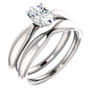Cubic Zirconia Engagement Ring- The Nyah (Customizable Oval Cut Solitaire with Tapered Bevel Band) - Image 13
