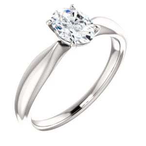 Cubic Zirconia Engagement Ring- The Nyah (Customizable Oval Cut Solitaire with Tapered Bevel Band) - Image 2