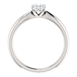 Cubic Zirconia Engagement Ring- The Nyah (Customizable Oval Cut Solitaire with Tapered Bevel Band) - Image 3