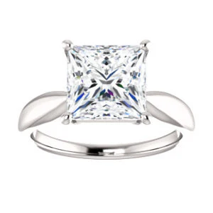 Cubic Zirconia Engagement Ring- The Nyah (Customizable Princess Cut Solitaire with Tapered Bevel Band) - Image 10
