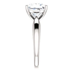 Cubic Zirconia Engagement Ring- The Nyah (Customizable Princess Cut Solitaire with Tapered Bevel Band) - Image 5