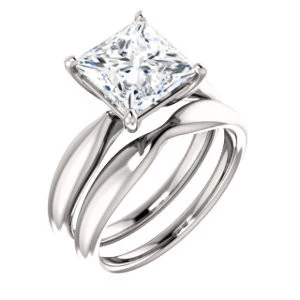 Cubic Zirconia Engagement Ring- The Nyah (Customizable Princess Cut Solitaire with Tapered Bevel Band) - Image 7